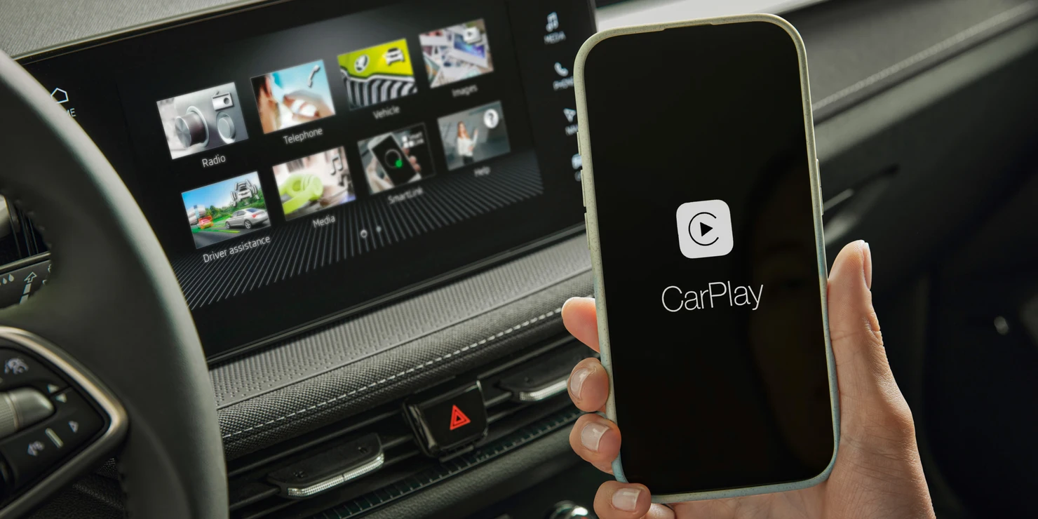 Écran d'infodivertissement Apple CarPlay de la Škoda Fabia